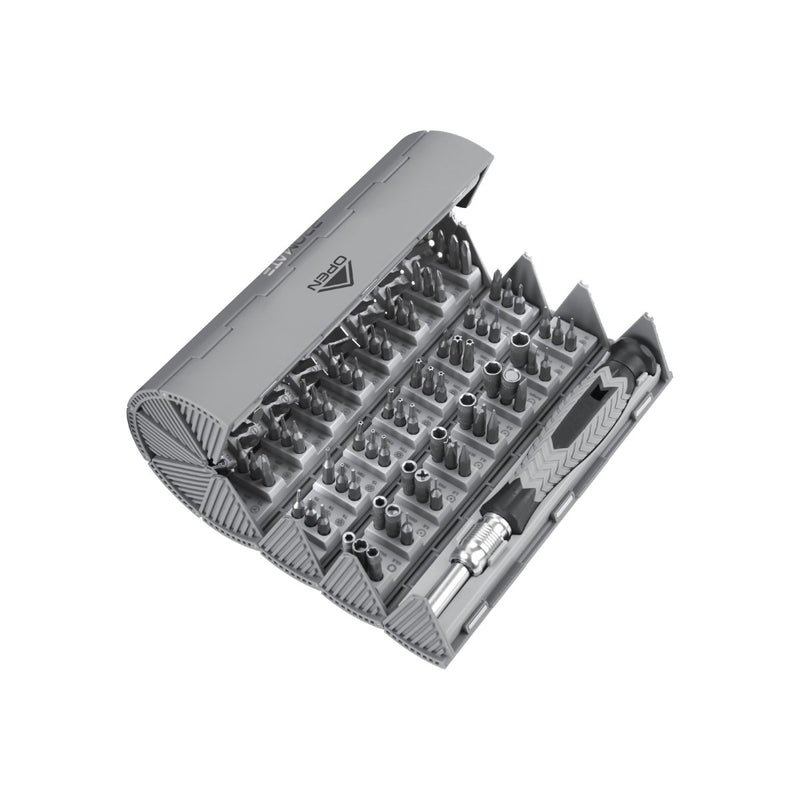 Promate  126 Piece Cylindrical Magnetic Screwdriver Kit,GREY