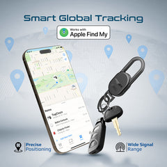 Promate Smart Carabiner Keychain w/ Apple Find My Precision Locator,Rechargeable Battery,Black