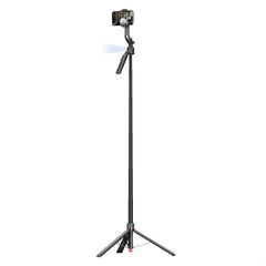 Promate - 360° Ai Face Tracking Telescopic Selfie Stick with Auto Pop open Tripod Base , 360° AI Face Tracking with Gesture Controls,BLACK