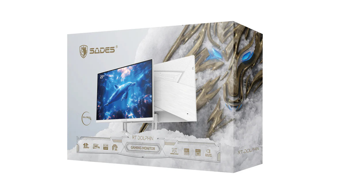 Sades RT-Dolphin SA-F03F27 27'' FHD 1920×1080, 240HZ Refresh Rate, 1ms Response Time, HDMI 2.1, IPS Flat Gaming Monitor - White
