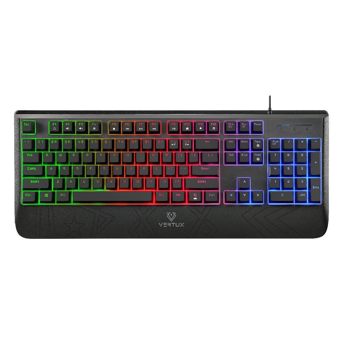 VERTUX-Rapid Wired Semi-Mechanical Gaming Keyboard ,Rainbow Backlight ,BLACK