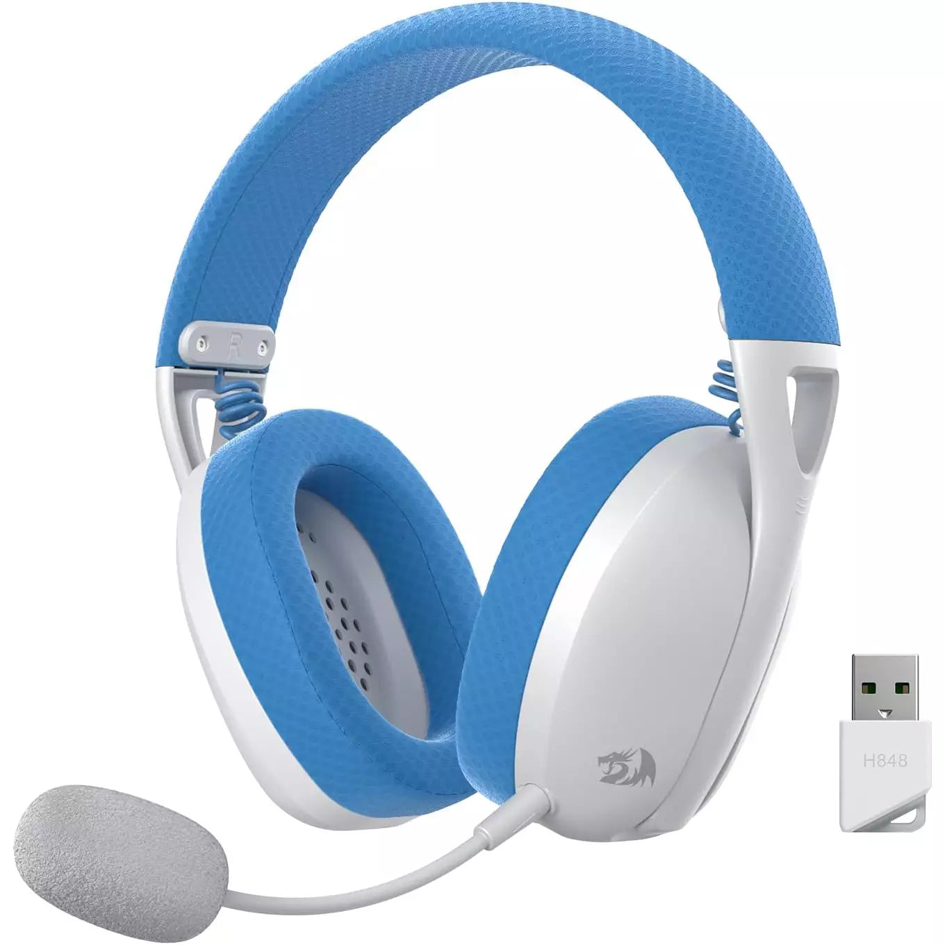 Redragon IRE Pro Ultra-Light 7.1 Surround Sound Wireless Gaming Headset For PC, Mac, PS4, Switch and Phone - White/Blue