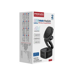 Promate - 4 in 1 65W GaNFast Foldable MagSafe Compatible Wireless Charging Station, 15W MagSafe Compatible Charger,BLACK