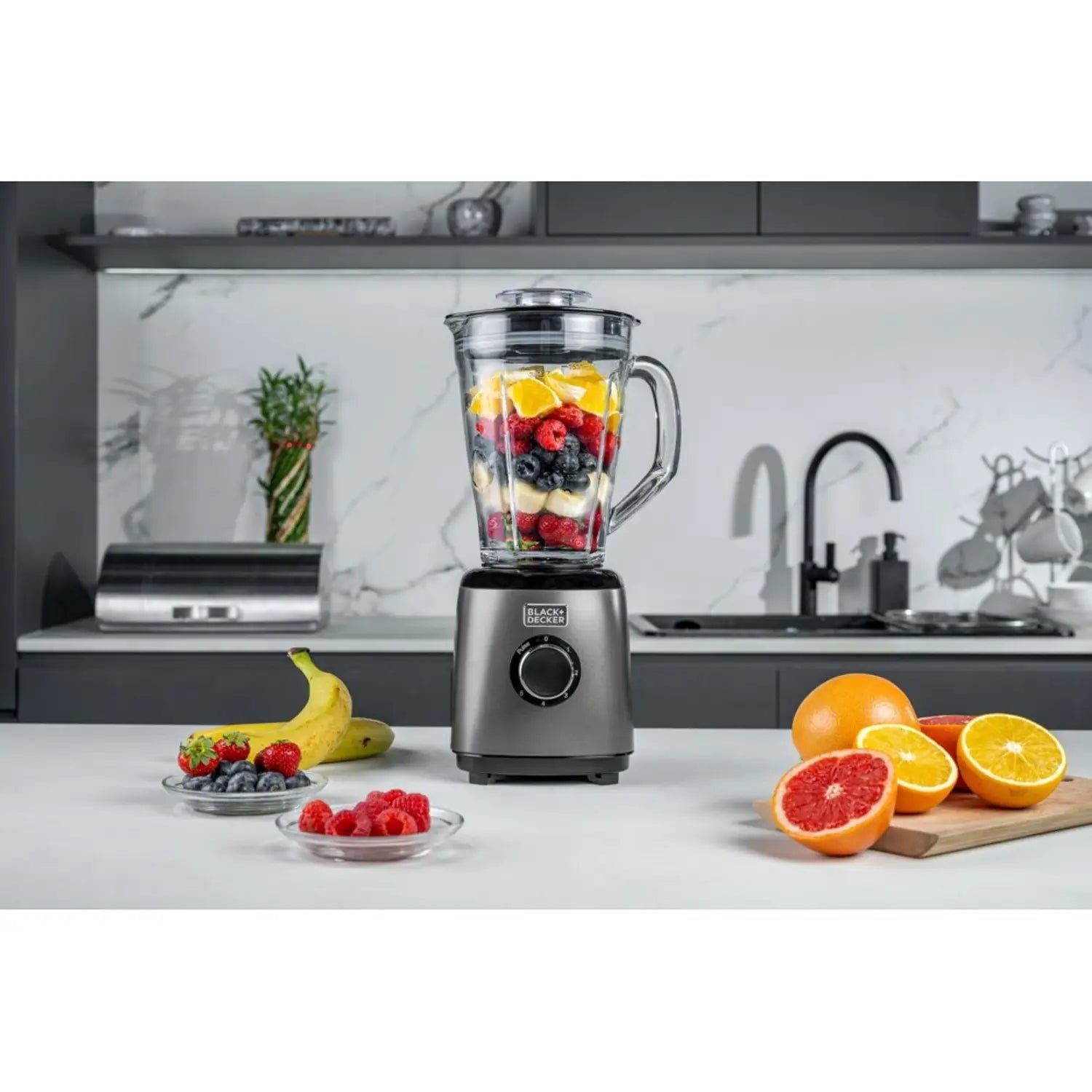 Black & Decker Blender + Grinder Premium  500W - 1.5L Glass Jar