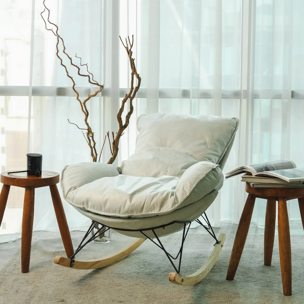 SOMA Aura Rocking Chair – Modern Ergonomic Relaxation Design – Premium Fabric – Beige
