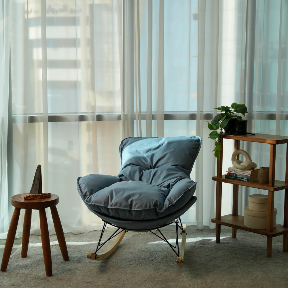 SOMA Aura Rocking Chair – Modern Ergonomic Relaxation Design – Premium Fabric – Blue