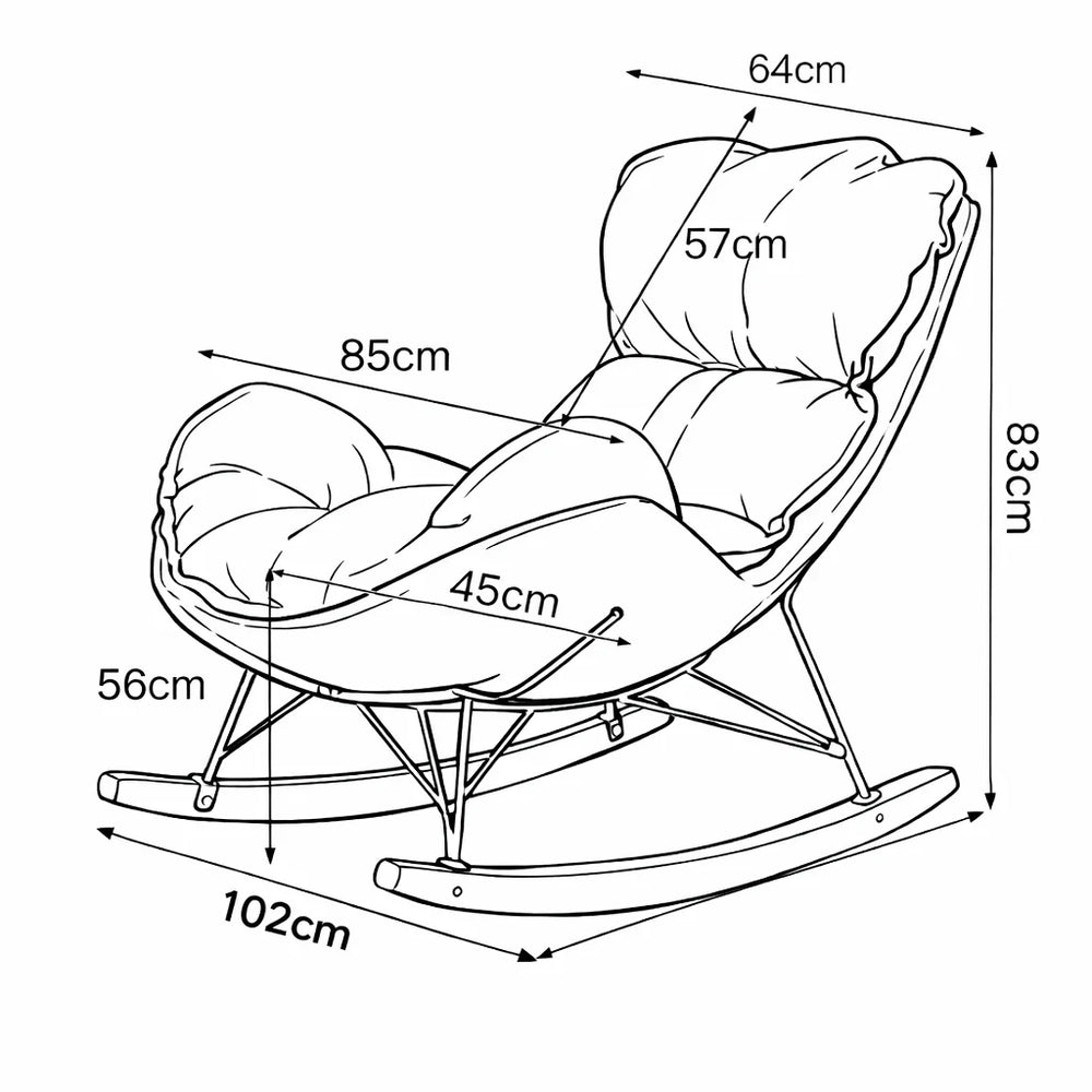 SOMA Aura Rocking Chair – Modern Ergonomic Relaxation Design – Premium Fabric – Gray