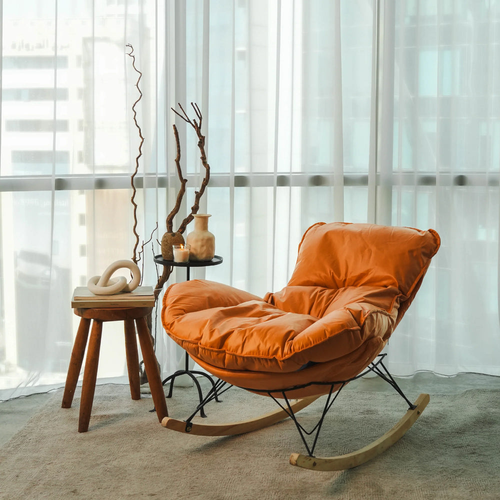 SOMA Aura Rocking Chair – Modern Ergonomic Relaxation Design – Premium Fabric – Camel