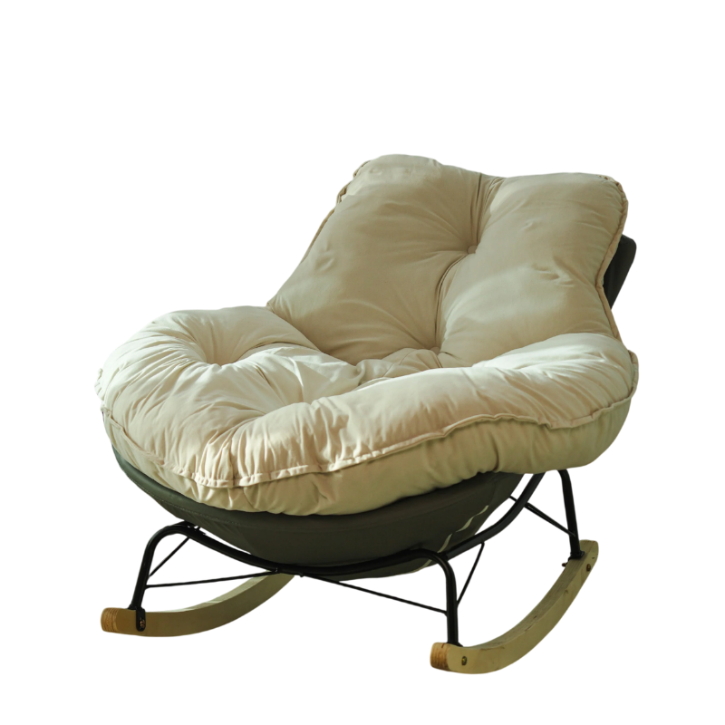 SOMA Nest Rocker Chair – Ergonomic Cozy Rocking Design – Premium Fabric – Beige/Gray