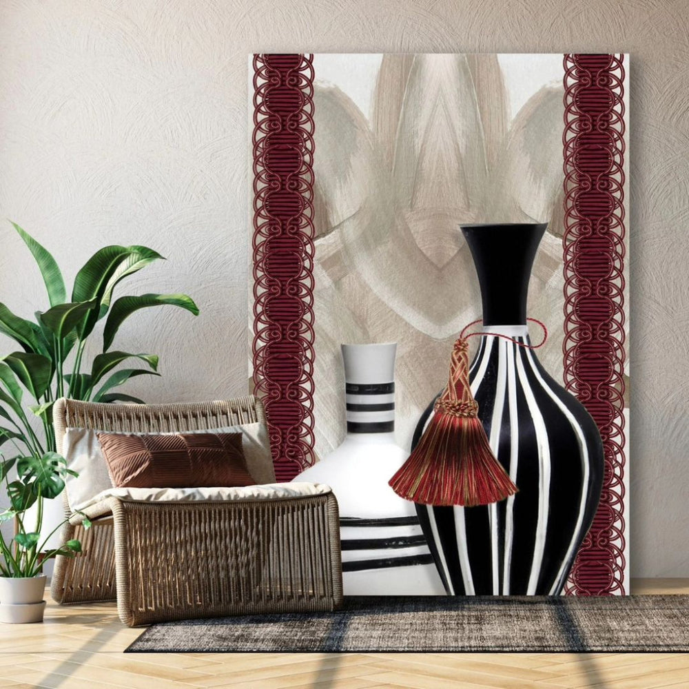 Trendy Canvas Painting Vase with Modern Background