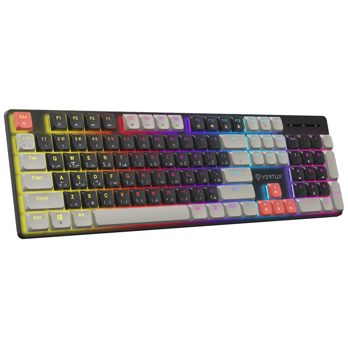 VERTUX-High-Performance Low Profile Keys Mechanical Gaming Keyboard , 17 RGB Backlight Options ,BLACK