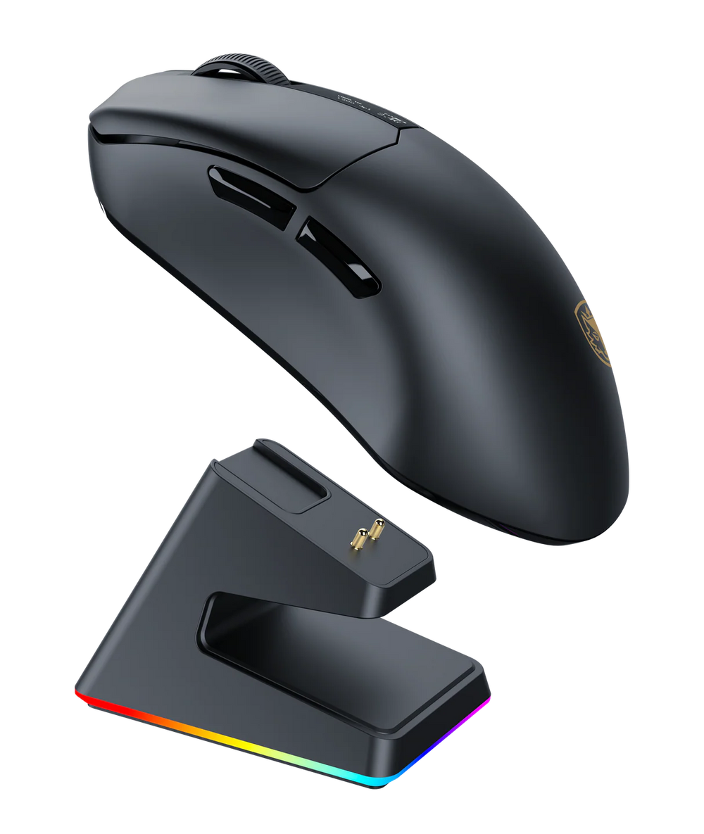 Sades Striker S2B 26,000 DPI Wireless Gaming Mouse with RGB Magnetic Charger and Oled Panel - Black
