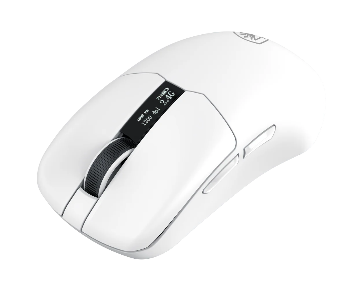 Sades Striker S2W 26,000 DPI Wireless Gaming Mouse with RGB Magnetic Charger and Oled Panel - White