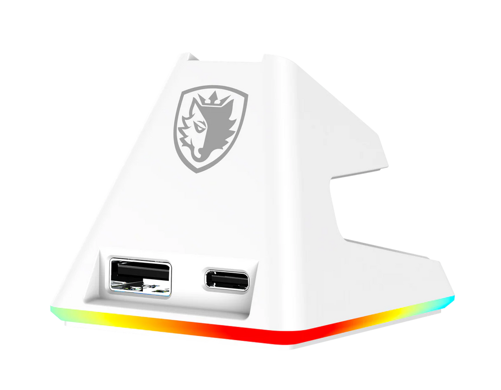 Sades Striker S2W 26,000 DPI Wireless Gaming Mouse with RGB Magnetic Charger and Oled Panel - White
