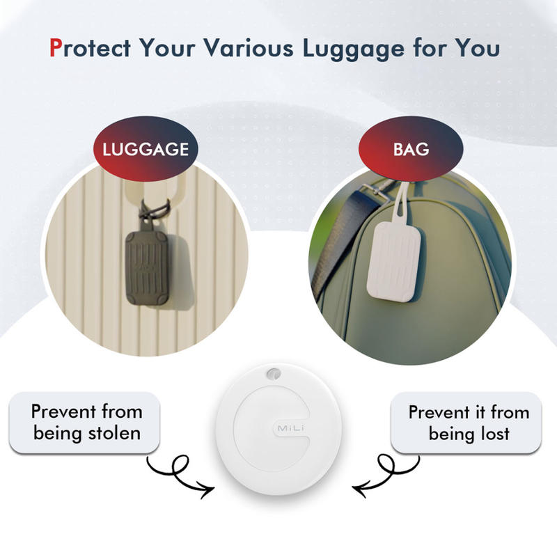 MiLi MiTag Plus Bluetoth Item Finder With Luggage Tag  Works with apple Find My - Black