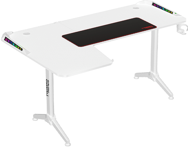 Twisted Minds WARRIOR L-Shaped RGB Gaming Desk (Gaming Table)  (Left) White (160*100*75cm)