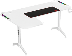 Twisted Minds WARRIOR L-Shaped RGB Gaming Desk (Gaming Table)  (Left) White (160*100*75cm)