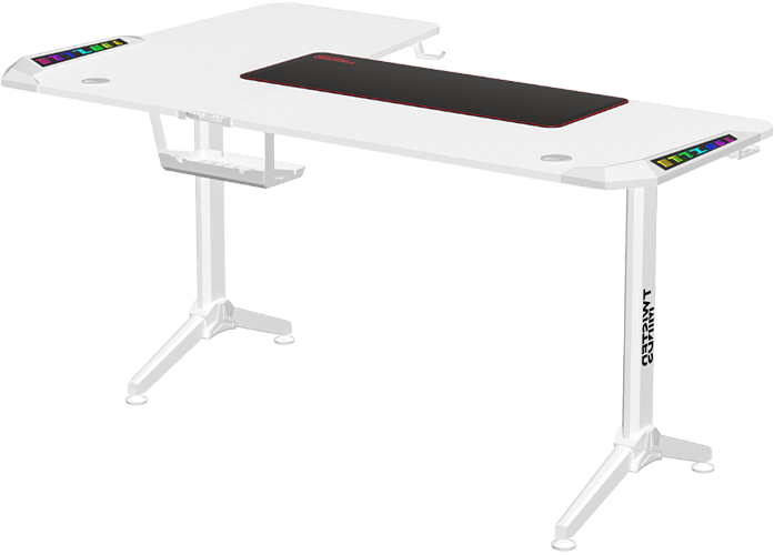 Twisted Minds WARRIOR L-Shaped RGB Gaming Desk (Gaming Table)  (Right) White (160*100*75cm)