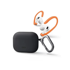 UNIQ NEXO ACTIVE HYBRID SILICONE AIRPODS PRO 2ND GEN (2022) CASE WITH SPORTS EAR HOOKS - CHARCOAL (GREY)