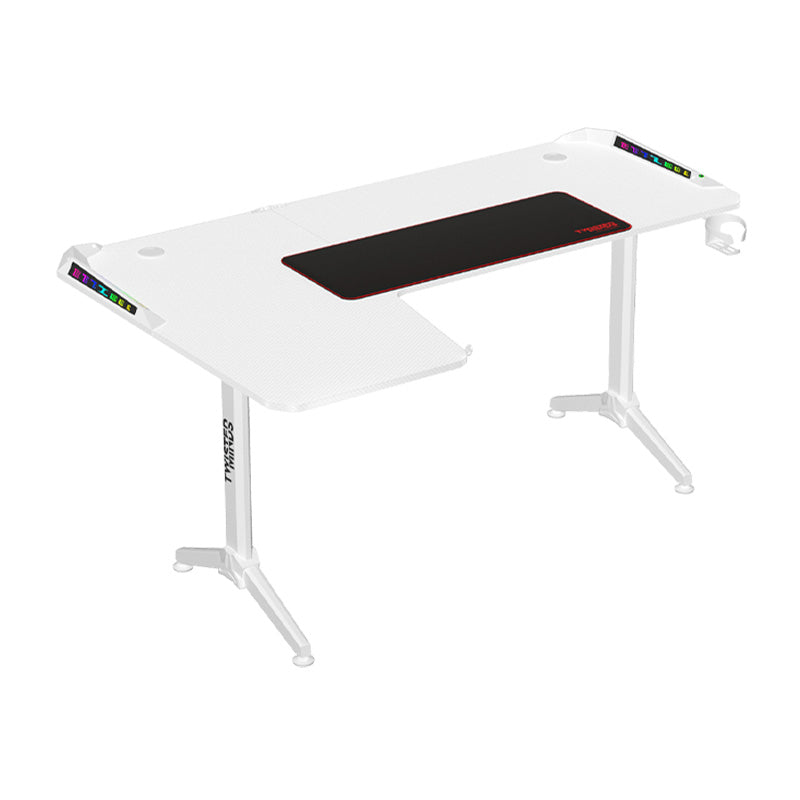 Twisted Minds WARRIOR L-Shaped RGB Gaming Desk (Gaming Table)  (Left) White (160*100*75cm)