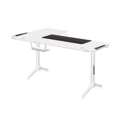Twisted Minds WARRIOR L-Shaped RGB Gaming Desk (Gaming Table)  (Right) White (160*100*75cm)