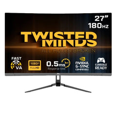 Twisted Minds 27'‘ FHD VA, 180Hz, 0.5ms, HDMI2.0, HDR Curved Gaming Monitor - Black