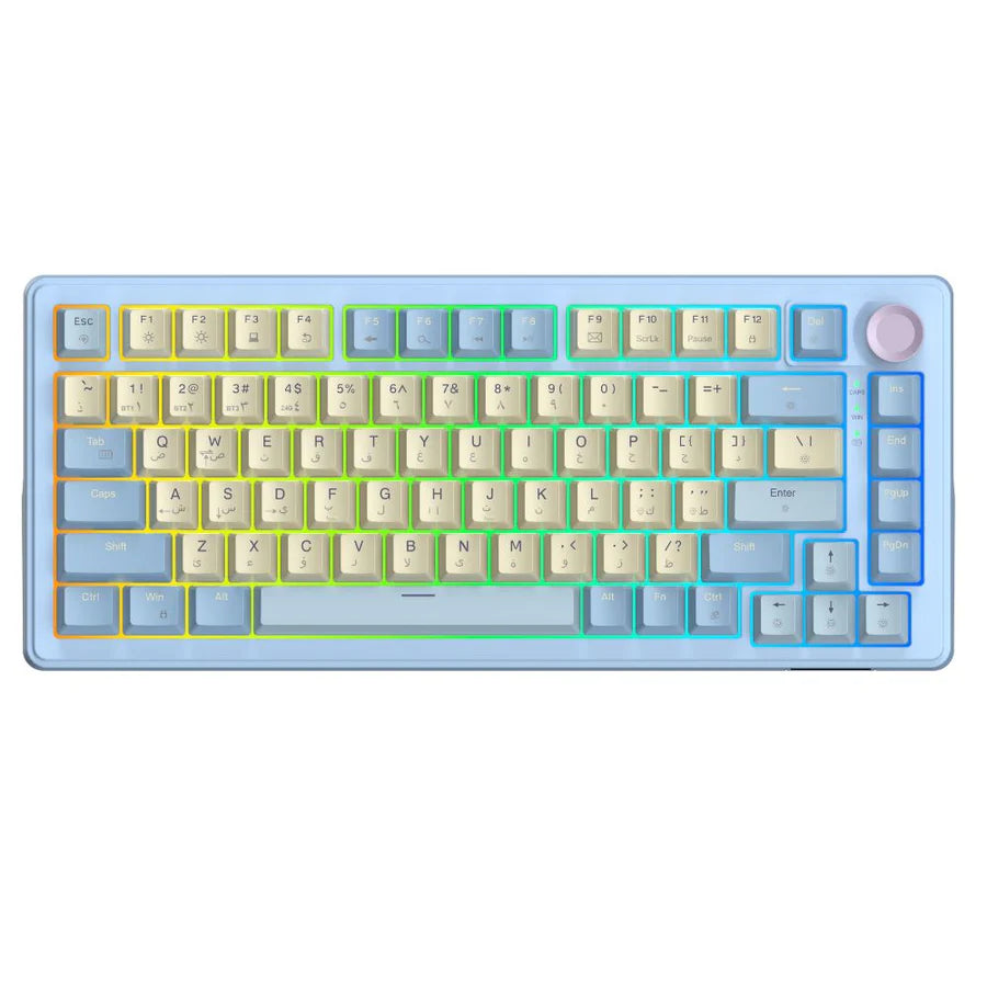 Sades Skyblade 82 82 Key Compact layout 75% with immersive RGB & Multi-Function Knob Wireless mechanical Gaming keyboard - Blue