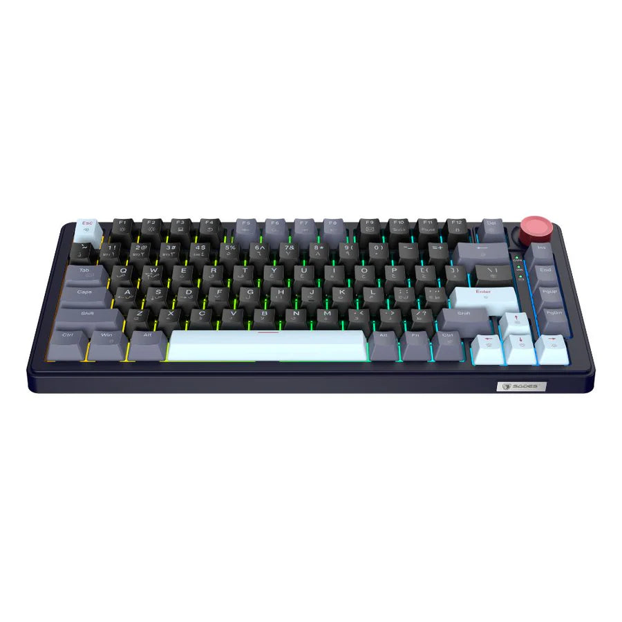 Sades Skyblade 82 82 Key Compact layout 75% with immersive RGB & Multi-Function Knob Wireless mechanical Gaming keyboard - Black