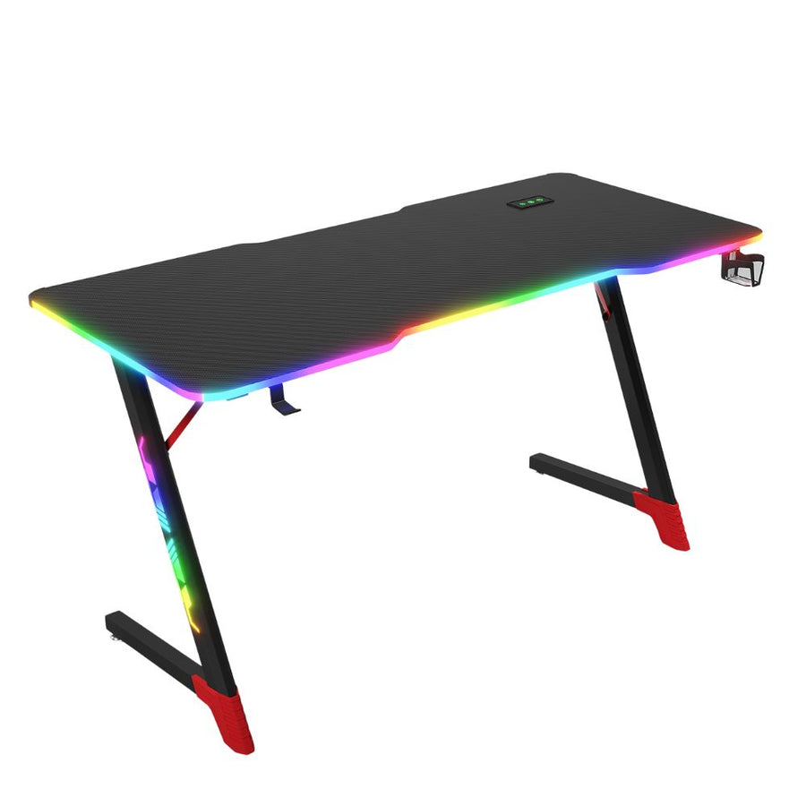 Gamax D2501 3 Sides RGB Carbon fiber Gaming Table 120*60*74 cm with Mousepad - Black