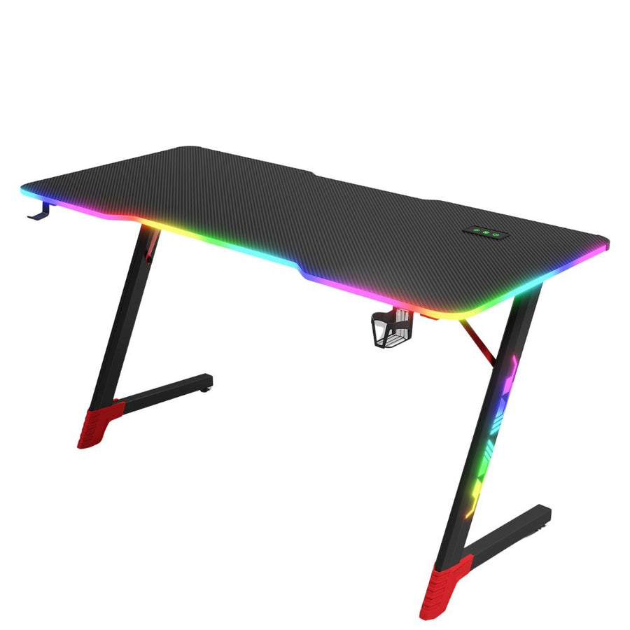 Gamax D2501 3 Sides RGB Carbon fiber Gaming Table 120*60*74 cm with Mousepad - Black