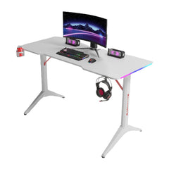 Gamax D2408W RGB Carbon fiber Gaming Table 140*60*74 cm with Mousepad - White