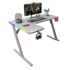 Gamax P201-LW RGB Carbon fiber Gaming Table 140*100*74 cm with Mousepad (L Shape - Left) - White