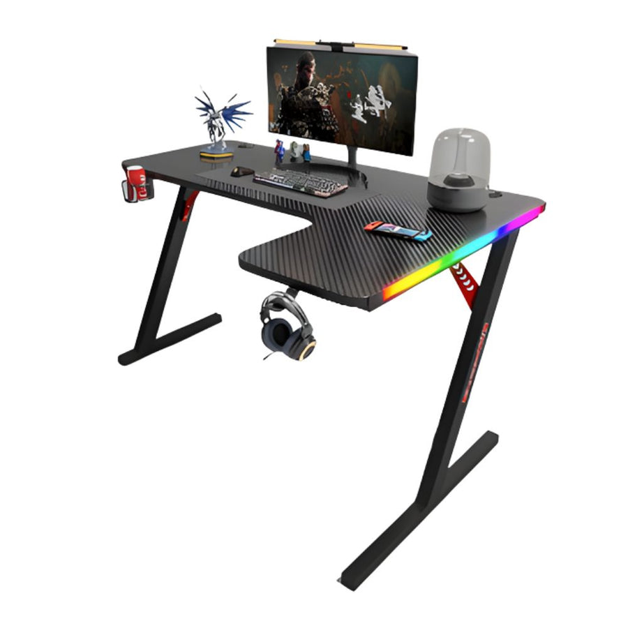 Gamax P201-RB RGB Carbon fiber Gaming Table 140*100*74 cm with Mousepad (L Shape - Right) - Black