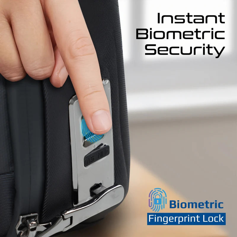 Promate Versatile Tech Essential Organizer Pouch Bag with Multiple Pockets ,Built-in Finger Print Lock