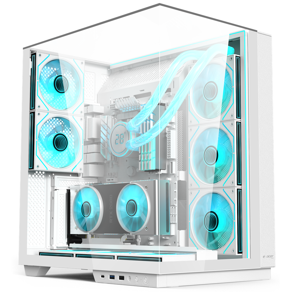 Acer V333W Mid Tower Gaming PC Case – White (8-Fans)