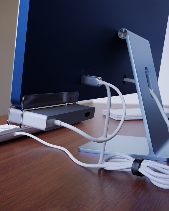 Xtrememac Type-C 6 In 1 Hub With Hanging Stand For iMac - HDMI 4K, Sd, Msd Cards, Usb-C , 2* Usb 3.1