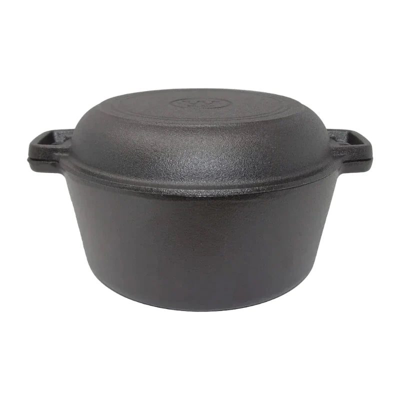 Westinghouse قدر هولندي من الحديد الزهر مُتبّل مسبقًا سعة 5 كوارت مع غطاء مقلاة مقاس 10.25 بوصة - أسود