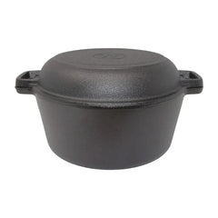 Westinghouse قدر هولندي من الحديد الزهر مُتبّل مسبقًا سعة 5 كوارت مع غطاء مقلاة مقاس 10.25 بوصة - أسود