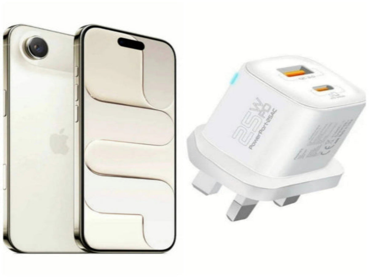 Apple iPhone Air 512GB Light Gold  +Promate 25W Wall Charger Head with USB-A and Type-C Ports - White