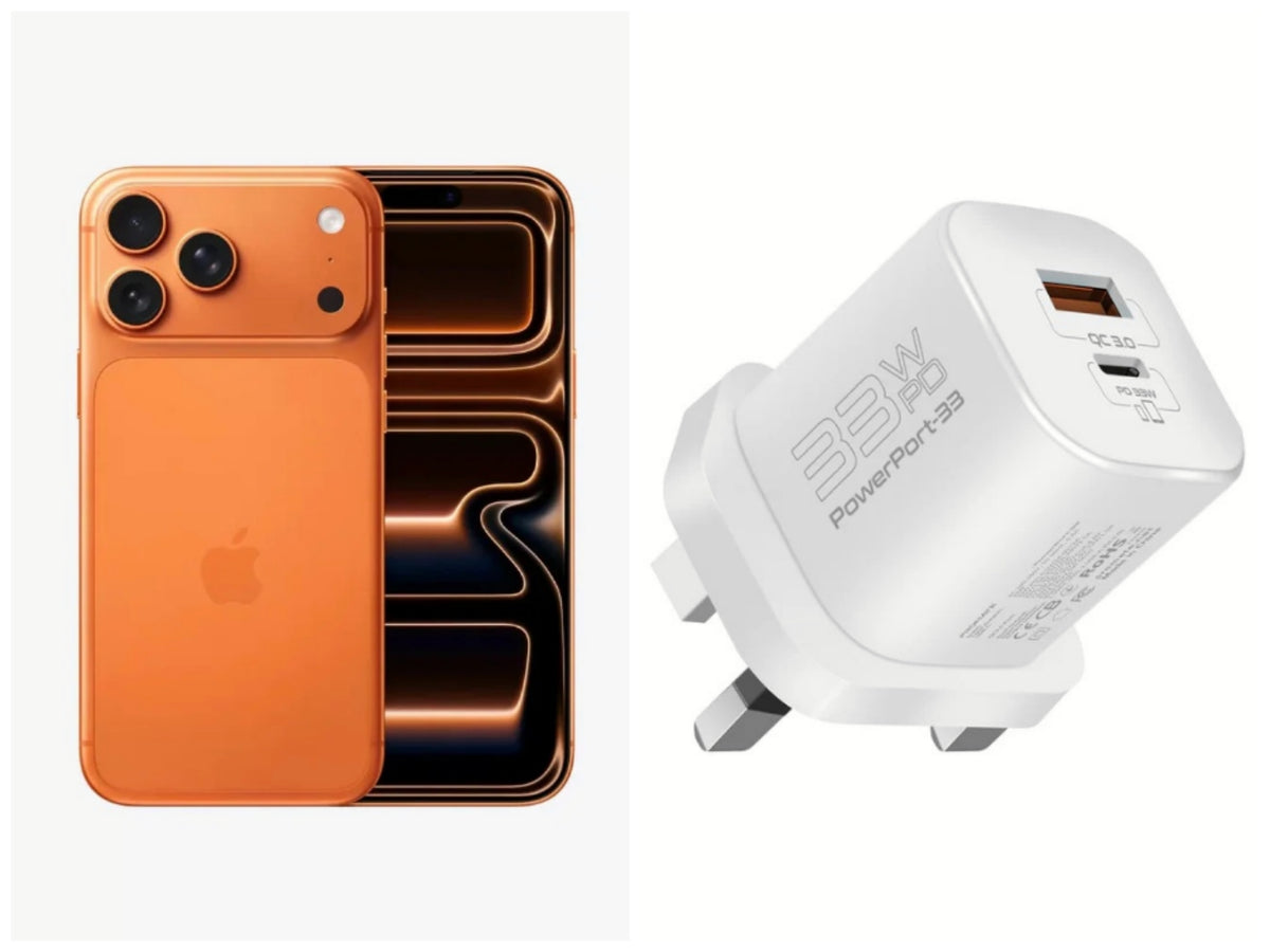 Apple  iPhone 17 Pro Max 512GB Cosmic Orange  +Promate 33W Power Delivery GaNFast Charging Adapter- White