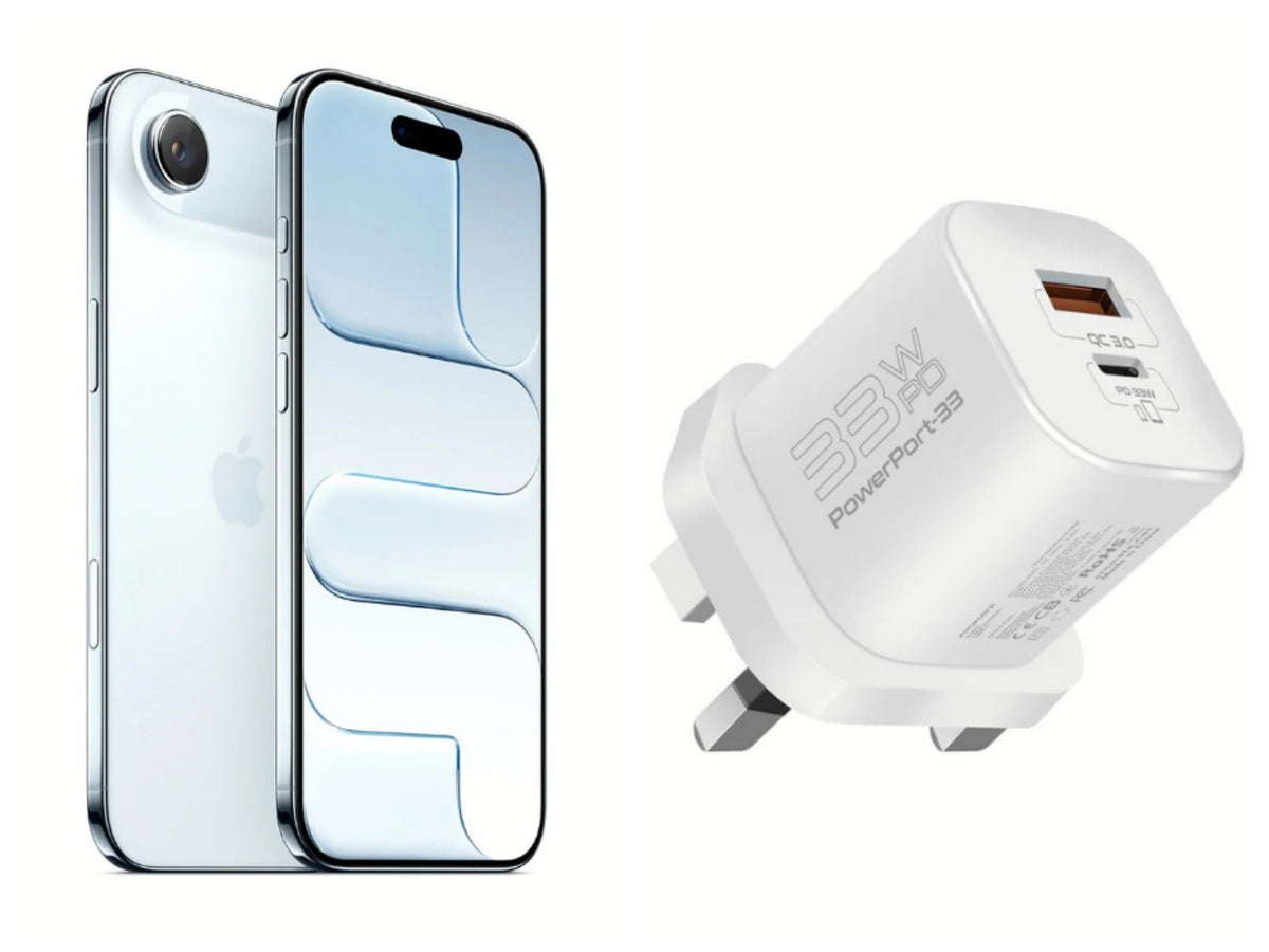 Apple  iPhone Air 256GB Sky Blue +Promate 33W Power Delivery GaNFast Charging Adapter- White