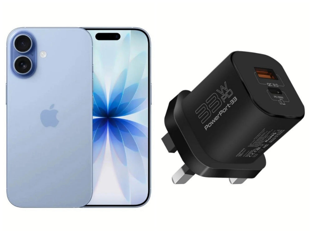 Apple  iPhone 17 256GB Mist Blue +Promate  33W Power Delivery GaNFast Charging Adapter,BLACK