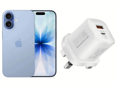 Apple iPhone 17 256GB Mist Blue +Promate 33W Power Delivery GaNFast Charging Adapter- White