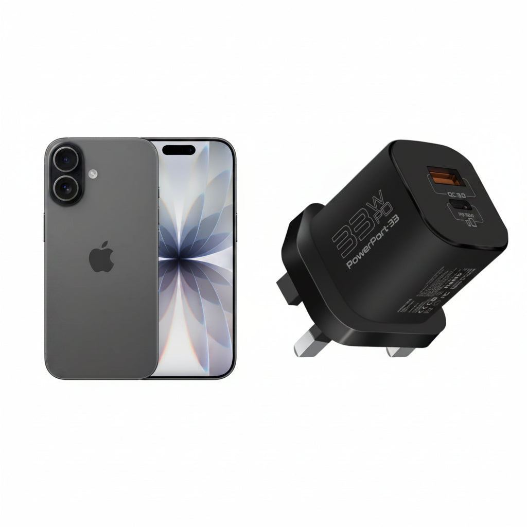 Apple iPhone 17 256GB Black +Promate  33W Power Delivery GaNFast Charging Adapter,BLACK