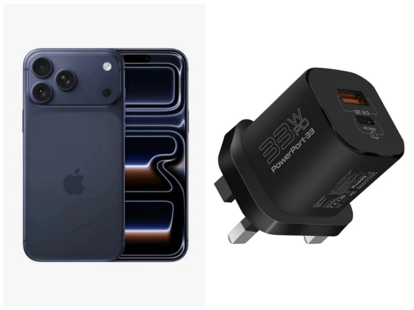 Apple iPhone 17 Pro Max 256GB Deep Blue +Promate  33W Power Delivery GaNFast Charging Adapter,BLACK