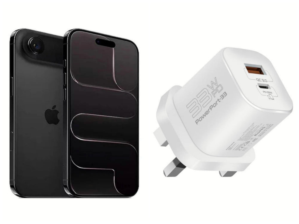 Apple  iPhone Air 512GB Space Black +Promate 33W Power Delivery GaNFast Charging Adapter- White