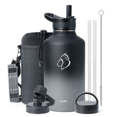 Buzio Trio Series Water Bottle with 3 Lids and Sleev 1.9L - Shadow