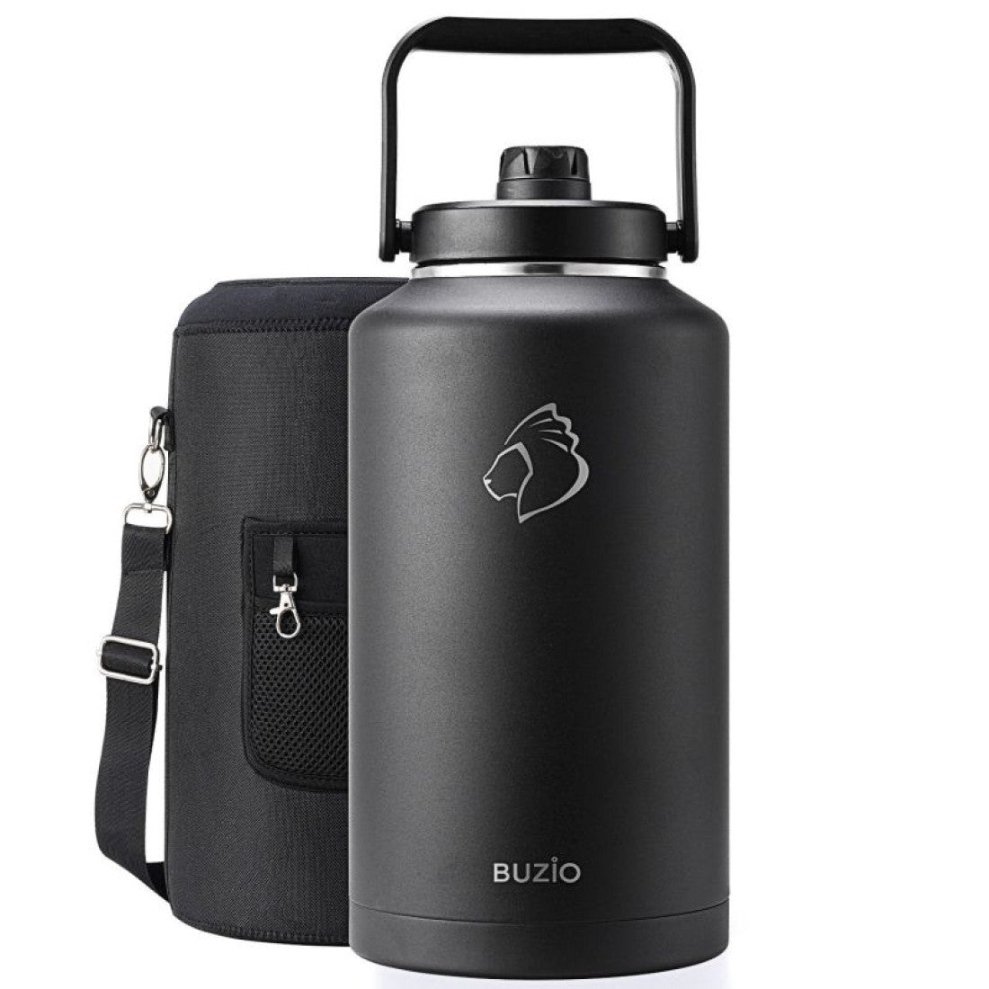Buzio Rock Series 2 Gallon Jug with Spout Lid and Sleeve 7.5L - Black