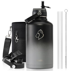 Buzio Duet Series Water Bottle with 2 Lids and Sleeve 1.9L - Shadow