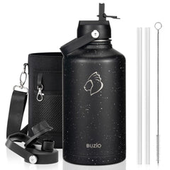 Buzio Duet Series Water Bottle with 2 Lids and Sleeve 1.9L - Starry Black